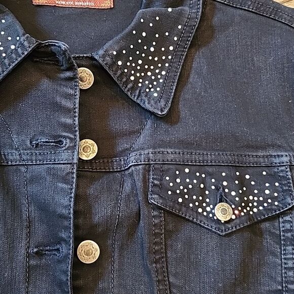 Black studded denim jacket size M dungarees - Picture 7 of 14